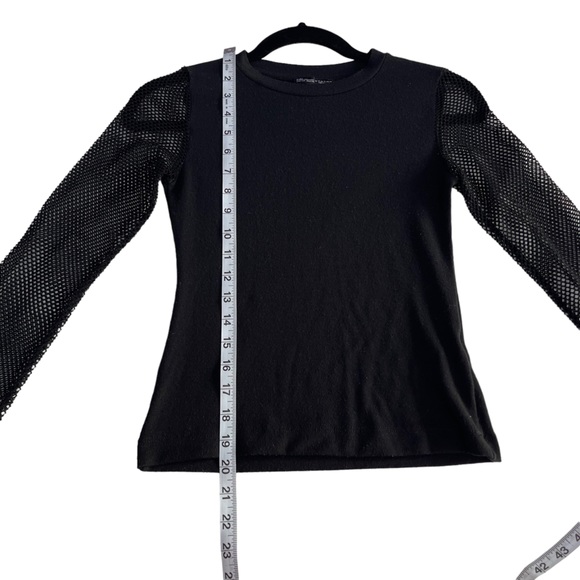 Zara Basic Collection Black Top Mesh Crew Neck Long Sleeve Size S - Picture 5 of 11